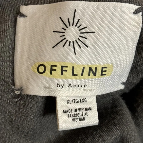 OFFLINE by Aerie Velour Cropped Hoodie Women's Size XL Gray Long Sleeve Pullover - Picture 14 of 16